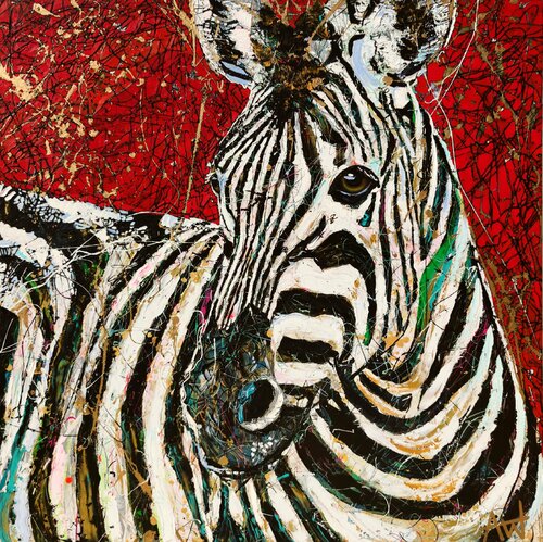 Zebra Stripes - Large painting di Angie Wright, Pittura in vendita su Singulart