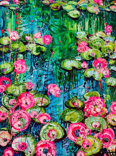 Water Lily Dance di Angie Wright, Pittura in vendita su Singulart
