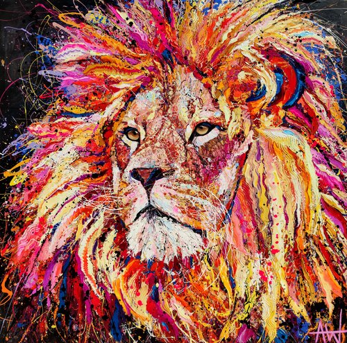 Mufasa - Very large oil painting di Angie Wright, Pittura in vendita su Singulart
