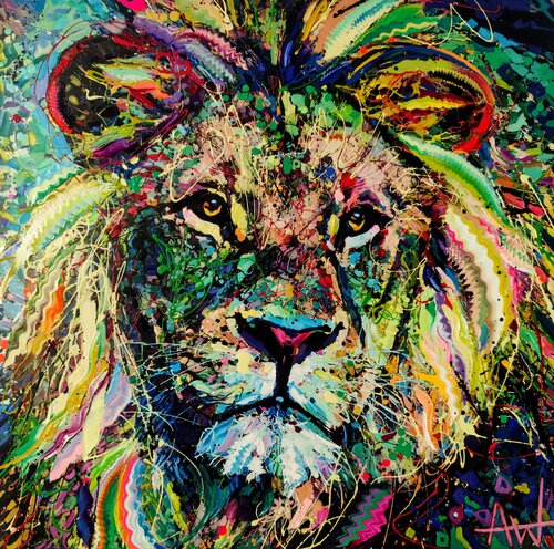 Raj... I Am King di Angie Wright, Pittura in vendita su Singulart
