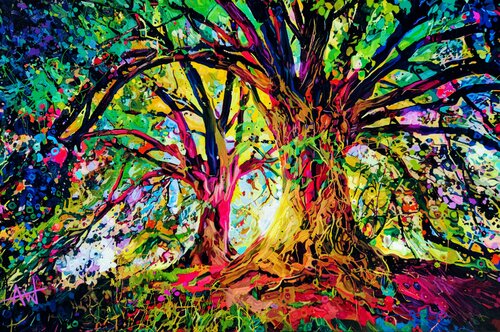 The Dreaming Tree - Large oil painting di Angie Wright, Pittura in vendita su Singulart