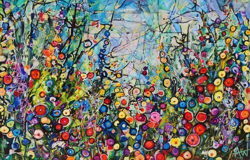 Wild Garden in Bloom di Angie Wright, Pittura in vendita su Singulart