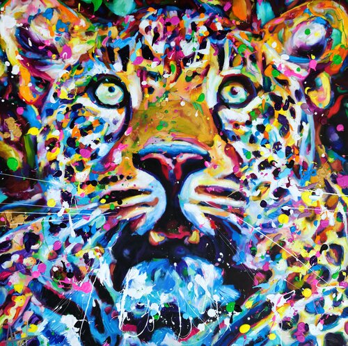 Spellbound - Portrait of a Leopard di Angie Wright, Pittura in vendita su Singulart