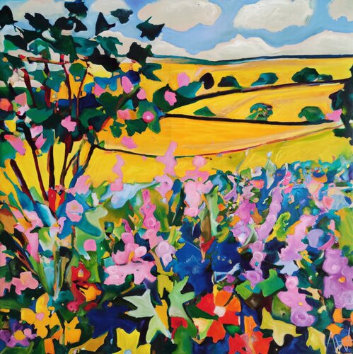 Foxglove Summer di Angie Wright, Pittura in vendita su Singulart