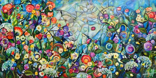 The Rose Garden di Angie Wright, Pittura in vendita su Singulart