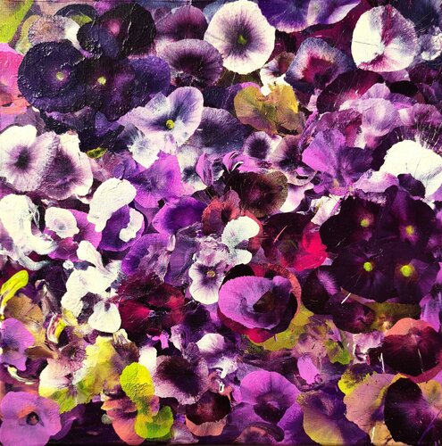 Infinite Violet #1 - Vibrant Purple Flowers par Angie Wright, Peinture en vente sur Singulart