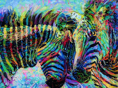 Soulmates - Zebra Stripes di Angie Wright, Pittura in vendita su Singulart
