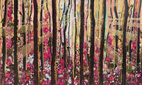 Wild Forest Rose - Diptych di Angie Wright, Pittura in vendita su Singulart