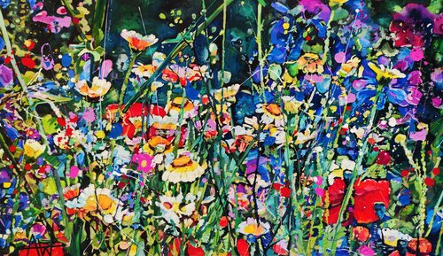 Aria - Flower song di Angie Wright, Pittura in vendita su Singulart