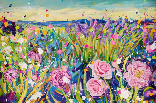 Where the Wild Roses Grow par Angie Wright, Peinture en vente sur Singulart