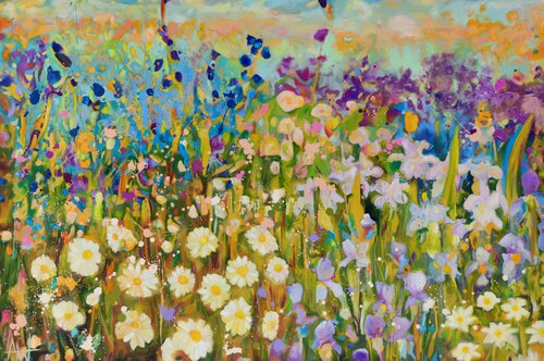 Lilac Fields - Large painting par Angie Wright, Peinture en vente sur Singulart