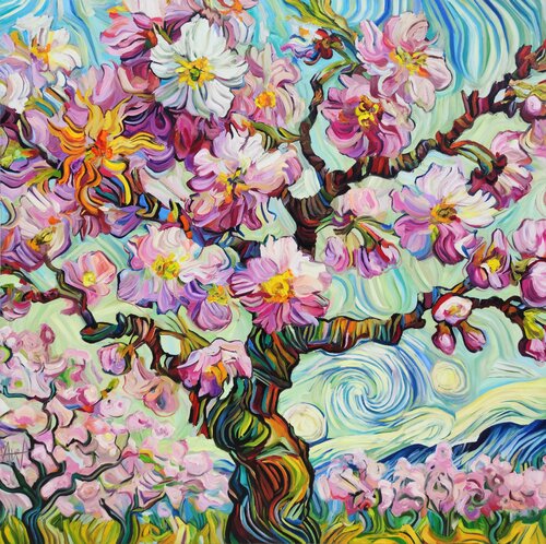 Sakura Song - Cherry Blossom Tree in Van Gogh Style Angie Wright