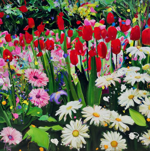 Tulip Kiss par Angie Wright, Peinture en vente sur Singulart