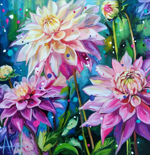 Dahlia Dream par Angie Wright, Peinture en vente sur Singulart