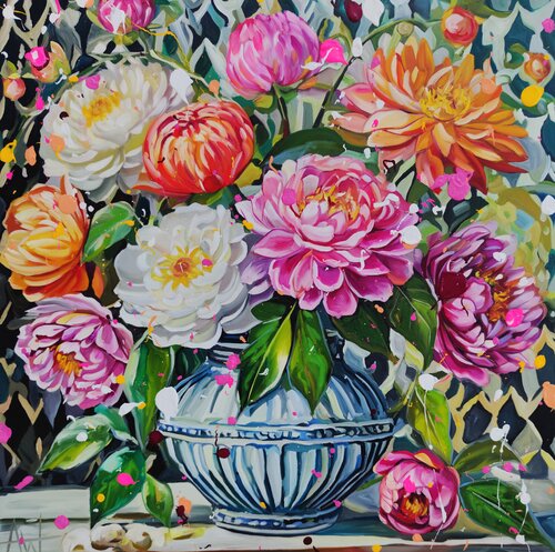 The Peony Parlour di Angie Wright, Pittura in vendita su Singulart