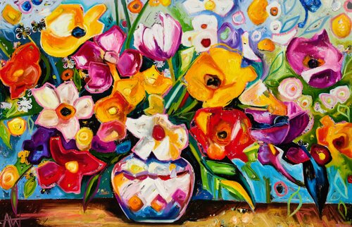 Everything's Hunky Dory, a Picasso affair di Angie Wright, Pittura in vendita su Singulart