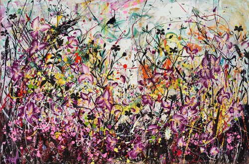 L’Esprit Bohème - A Pollock Affair Large Oil Painting di Angie Wright, Pittura in vendita su Singulart
