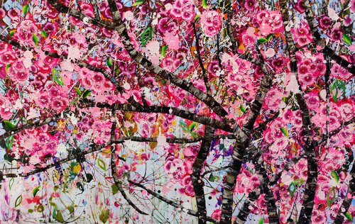 Cherry Burst - A Pablo Picasso Love Affair, Large Oil Painting di Angie Wright, Pittura in vendita su Singulart