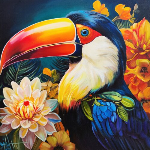 Captain Plumage - Toucan Portrait by Angie Wright, 회화 for Sale on Singulart
