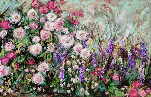 Foxglove Serenade – Large Expressive Floral Abstract Angie Wright