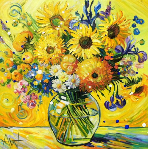 Sunshine Blooms -  Vibrant Yellow Floral Still Life Angie Wright