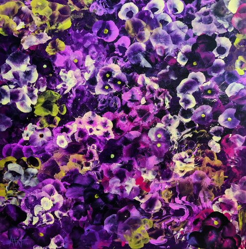 Lost in Violet - Abstract Hydrangea Floral Painting by Angie Wright, 회화 for Sale on Singulart
