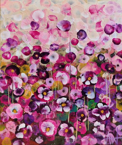 Garden Rhapsody #2 - Abstract Floral Landscape Painting van Angie Wright, Schilderij te koop op Singulart