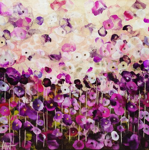 Fuchsia Petal Dance von Angie Wright, Malerei kaufen auf Singulart