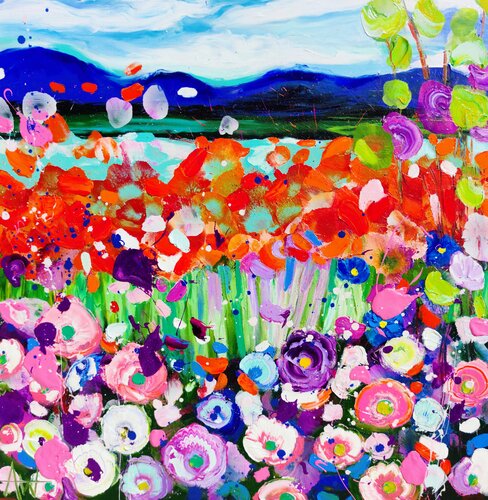 Poppy Cascade - Vibrant Floral Landscape Angie Wright