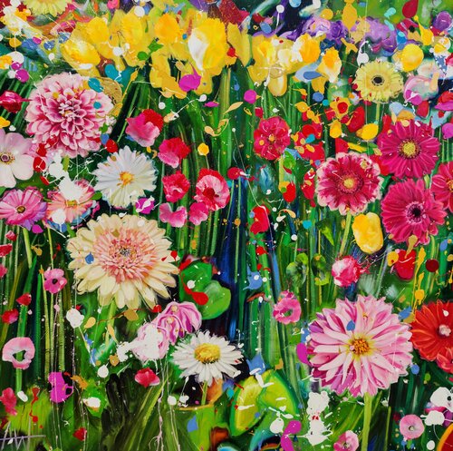 we fell in summer flowers by Angie Wright, 회화 for Sale on Singulart