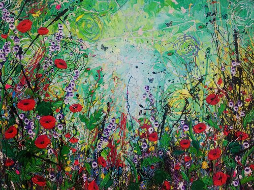 The Poppy Patch di Angie Wright, Pittura in vendita su Singulart
