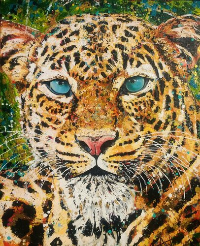 Jungle Cat di Angie Wright, Pittura in vendita su Singulart