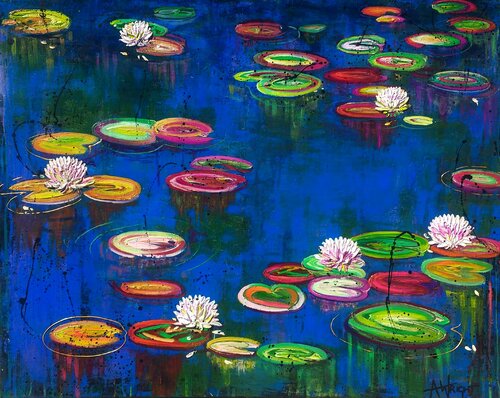 Water Lillies di Angie Wright, Pittura in vendita su Singulart