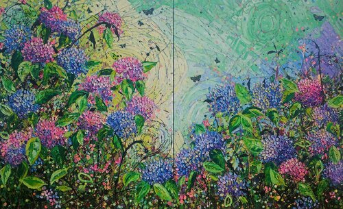 Sweet Wild Hydrangea - Large Painting di Angie Wright, Pittura in vendita su Singulart