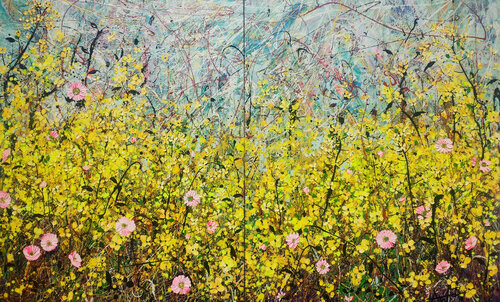 Symphony in Yellow - Large Painting on two panels di Angie Wright, Pittura in vendita su Singulart