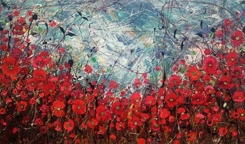 Poppy Parade di Angie Wright, Pittura in vendita su Singulart