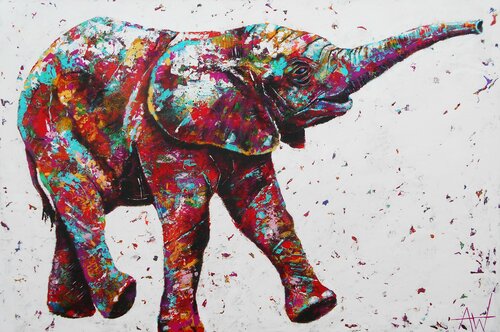 The Trumpet Blower di Angie Wright, Pittura in vendita su Singulart