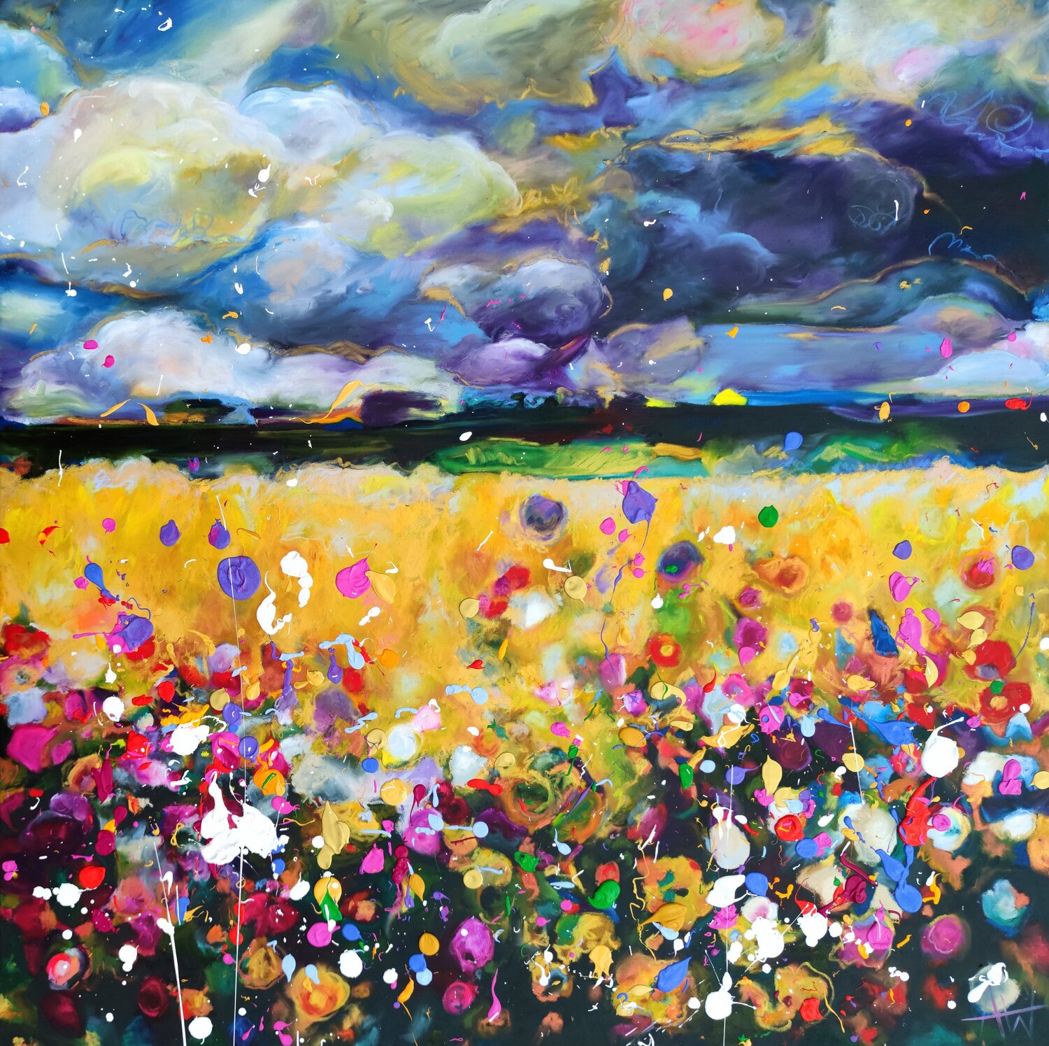 Summer Storms and Wildflowers - Large oil painting Angie Wright Originalgemälde zu verkaufen