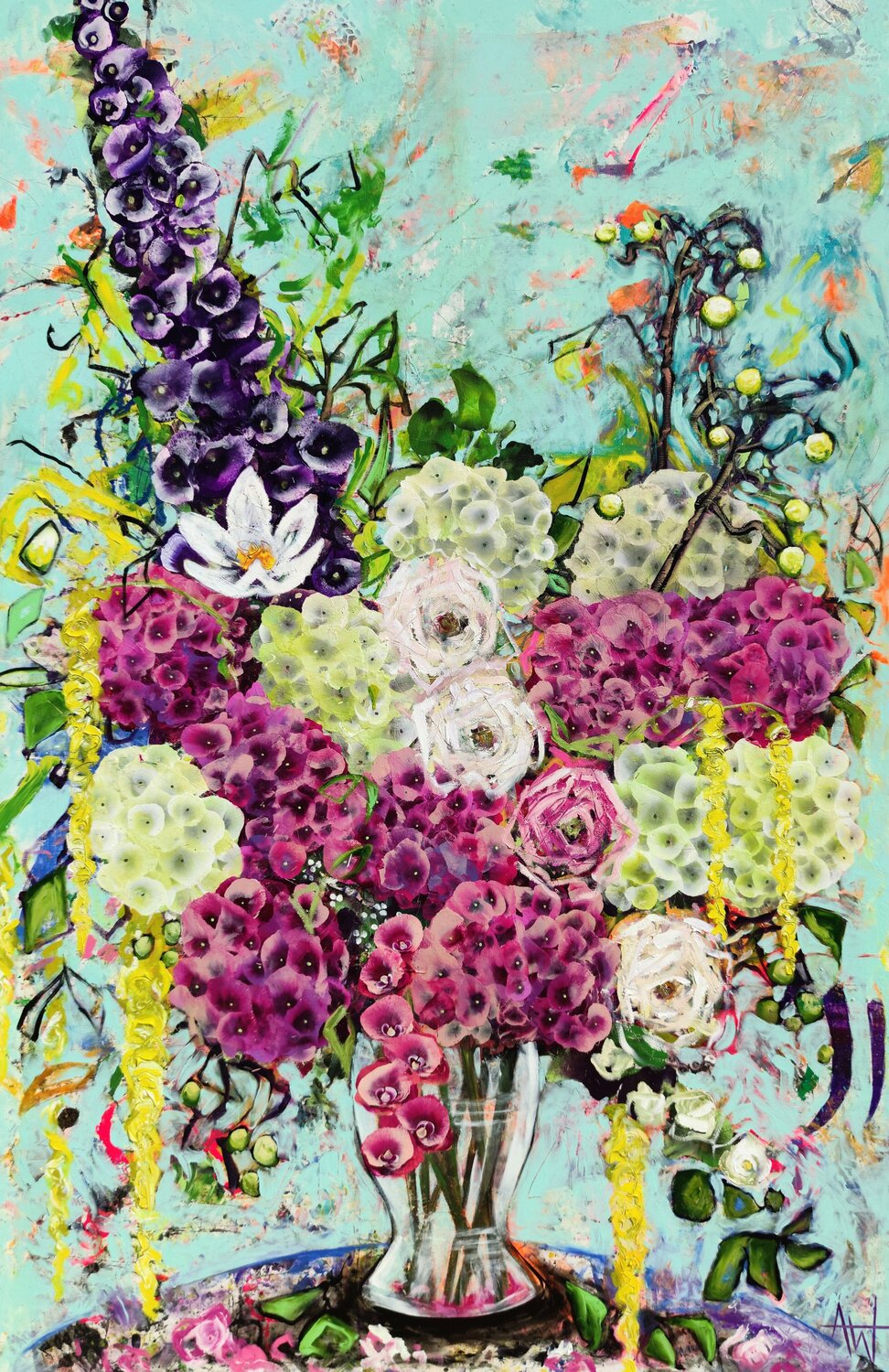 Strawberry Sundae - Large Floral Still Life Painting Angie Wright Originalgemälde zu verkaufen