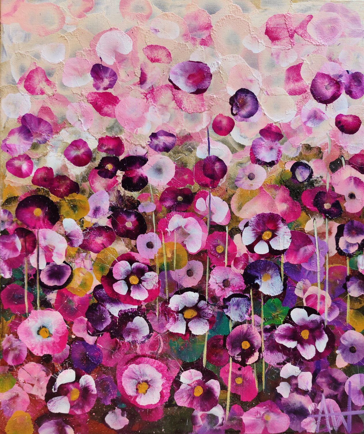 Garden Rhapsody #2 - Abstract Floral Landscape Painting Angie Wright Originalgemälde zu verkaufen