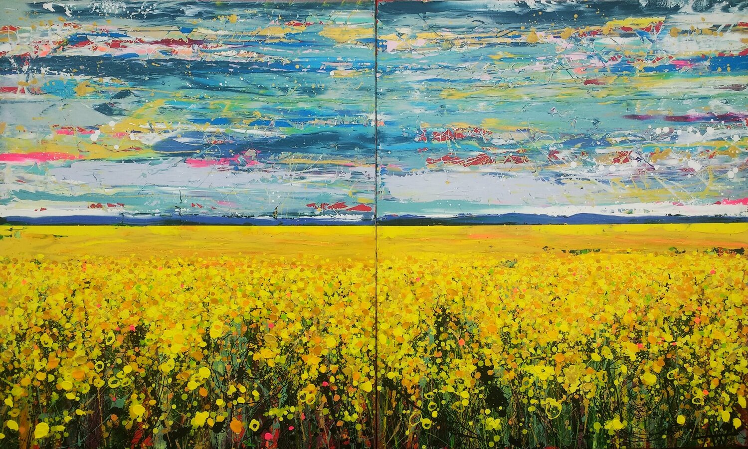 Elysium Fields - Large Painting on two Panels Angie Wright