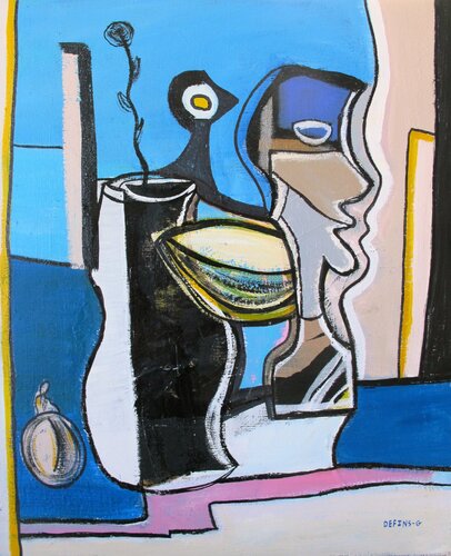 Nature morte bleue di Guillaume Defins, Pittura in vendita su Singulart