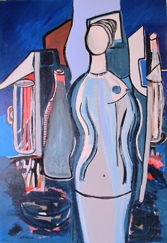 Femme bleue # 1 di Guillaume Defins, Pittura in vendita su Singulart