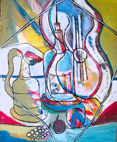 Composition à la guitare von Guillaume Defins, Malerei kaufen auf Singulart