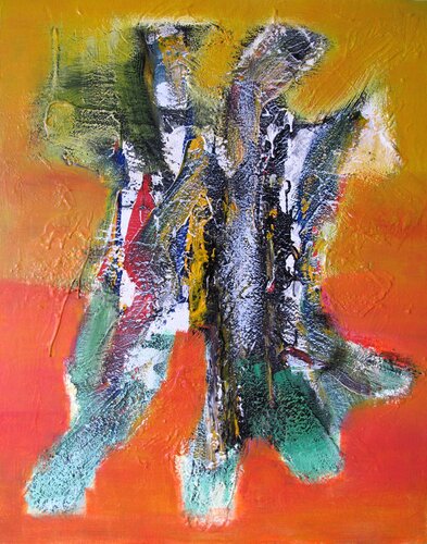 Abstraction jaune orangée # 2 von Guillaume Defins, Malerei kaufen auf Singulart