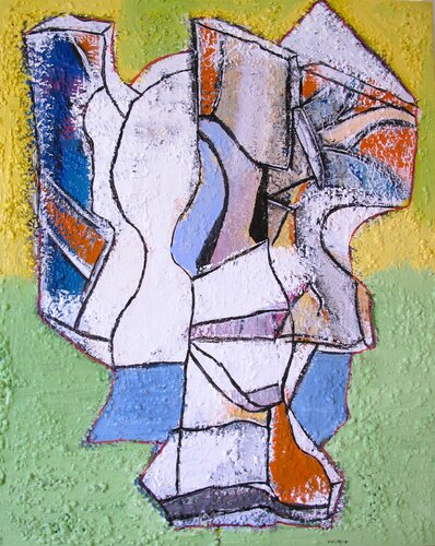 Abstraction jaune orangée # 3 par Guillaume Defins, Peinture en vente sur Singulart