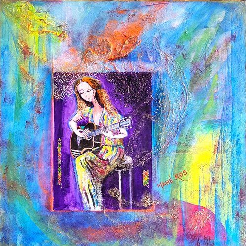 Muse à la guitare by Mahé Ros, 종이 for Sale on Singulart