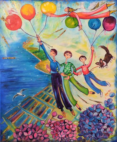 Escapade poétique au-dessus de Guérande de Mahé Ros, Pintura a la venta en Singulart