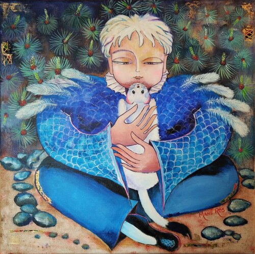 L'enfant à l'hermine de Mahé Ros, Pintura a la venta en Singulart