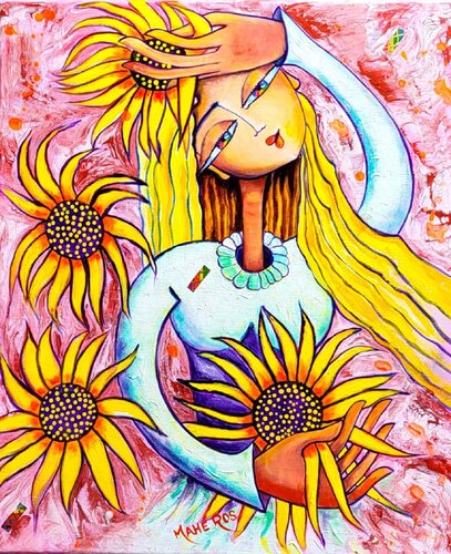 Jeune fille aux tournesols von Mahé Ros, Malerei kaufen auf Singulart